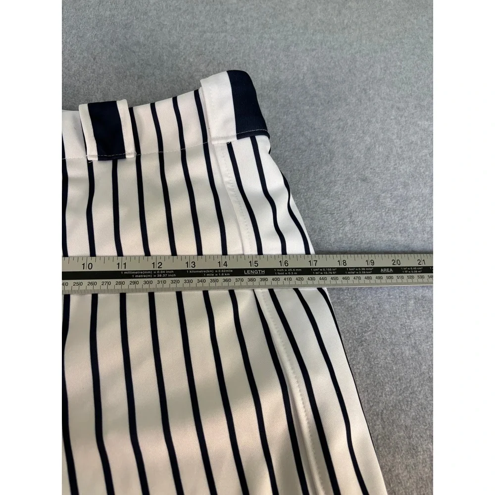 All The Way Live Designs Mens 34/30 Pinstripe Baseball Pants White Navy USA Made